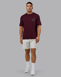 Man wearing Love The Process FLXCotton Oversize Tee - Cherry Lacquer-Shale Beige | Model:Kaelyb | Size:L | Thumbnail Index: 4