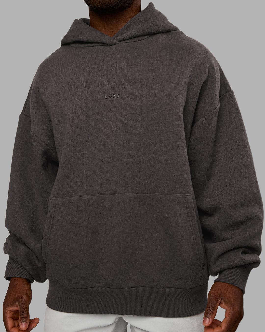 Man wearing MVP Oversized Hoodie - Dark Storm | Model:Sam | Size:L - view 7