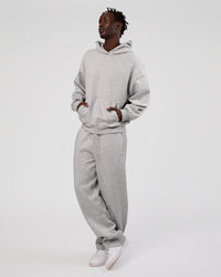 Man wearing MVP Oversized Hoodie - Light Grey Marl | Model:Okello | Size:L | Thumbnail Index: 6