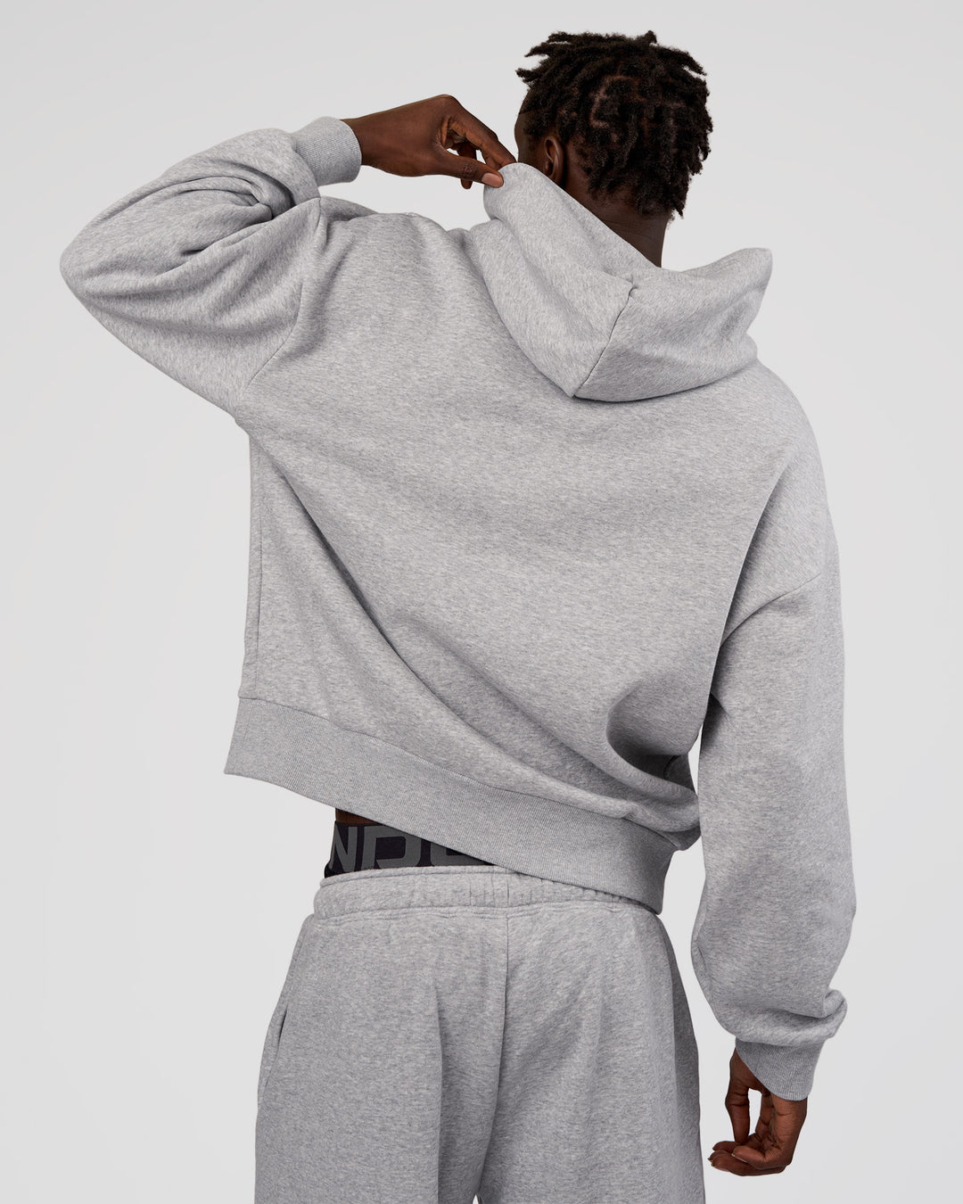 Man wearing MVP Oversized Hoodie - Light Grey Marl | Model:Okello | Size:L - view 5
