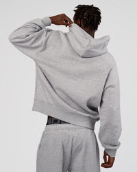 Man wearing MVP Oversized Hoodie - Light Grey Marl | Model:Okello | Size:L | Thumbnail Index: 4