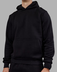 Man wearing MVP Regular Fit Hoodie - Black | Model:Tom | Size:L | Thumbnail Index: 4