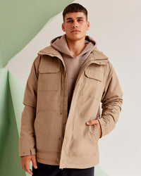 Man wearing Marshall 2.0 Jacket - Greige | Model:Jackson | Size:L | Thumbnail Index: 7