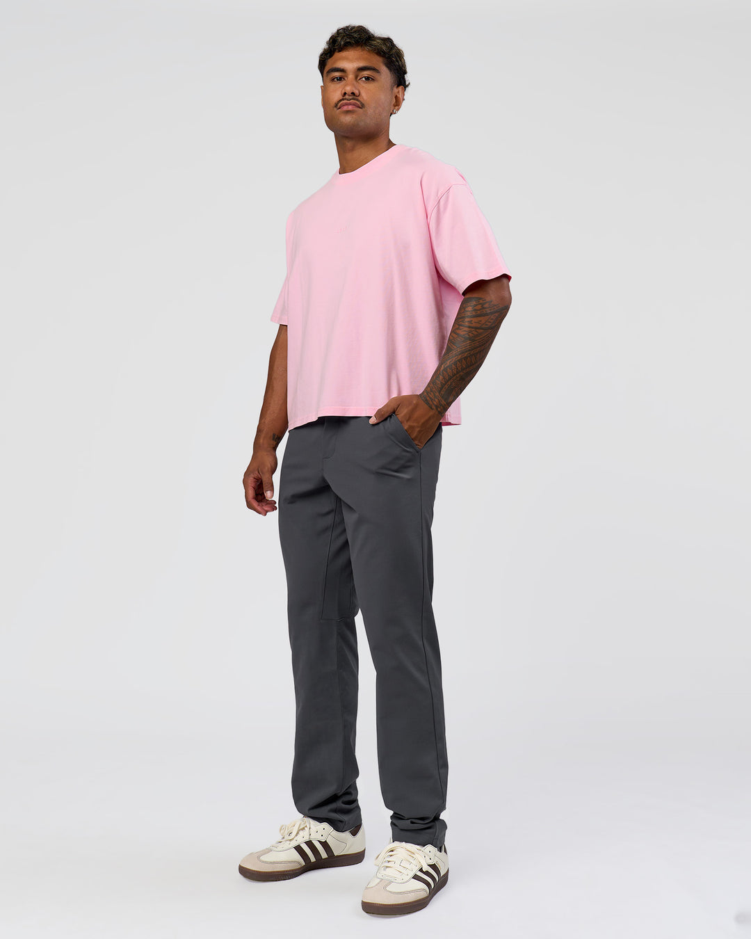 Man wearing Memory in Motion Heavyweight Boxed Tee - Marshmallow Washed | Model:Xav | Size:L - view 9