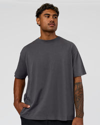 Man wearing Memory in Motion Heavyweight Oversized Tee - Dark Storm Washed | Model:Xav | Size:L | Thumbnail Index: 2