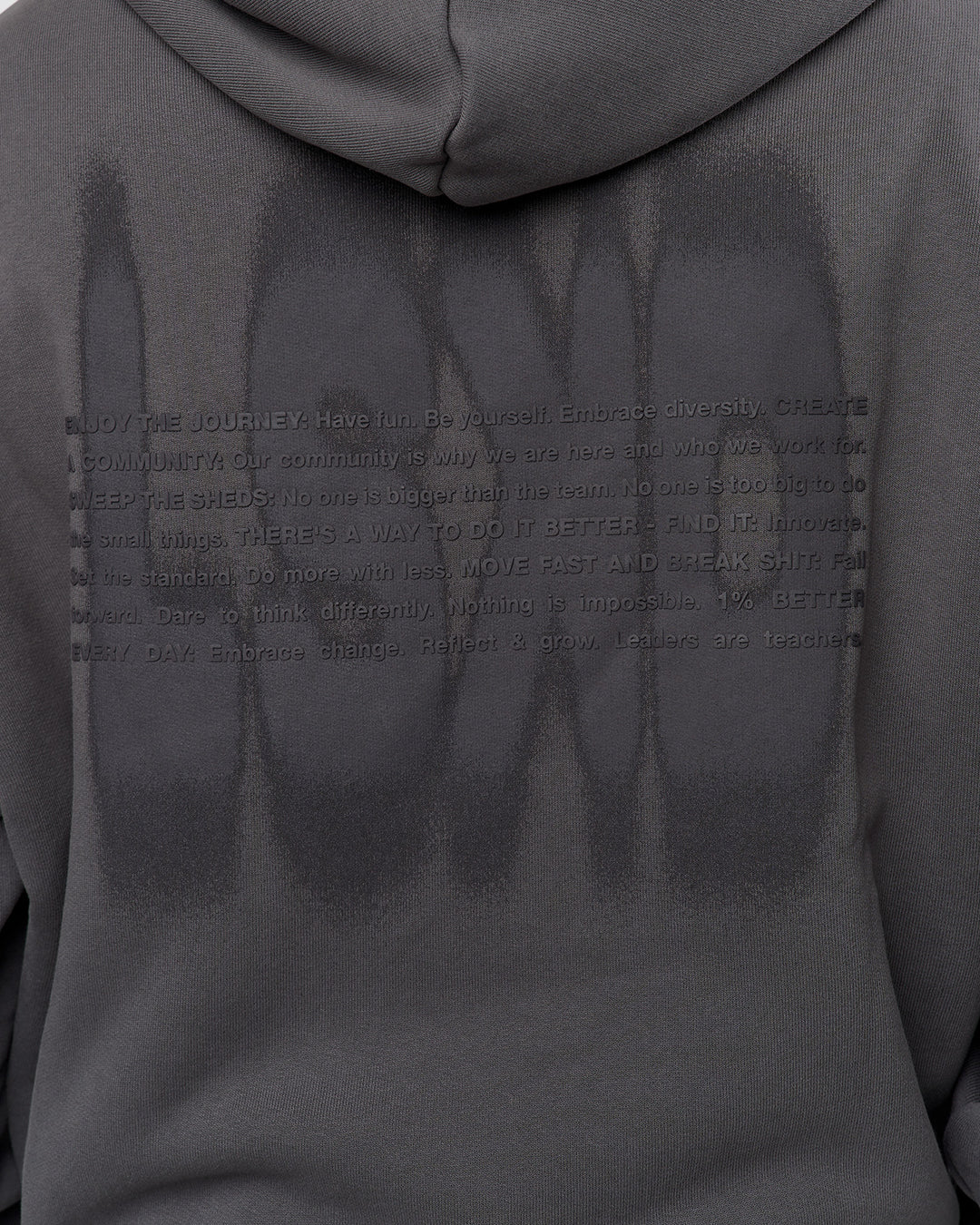 Man wearing Memory In Motion Ultra Heavyweight Washed Hoodie - Dark Storm Washed | Model:Xav | Size:L - view 10