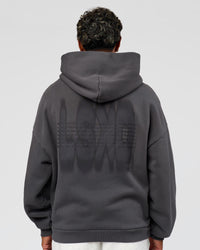Man wearing Memory In Motion Ultra Heavyweight Washed Hoodie - Dark Storm Washed | Model:Xav | Size:L | Thumbnail Index: 1
