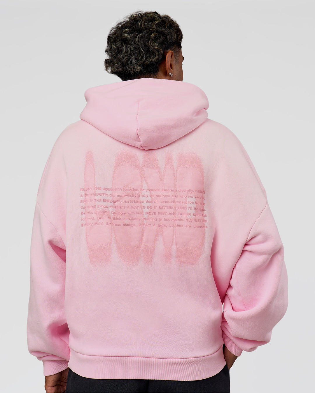 Man wearing Memory In Motion Ultra Heavyweight Washed Hoodie - Marshmallow Washed | Model:Xav | Size:L - view 16