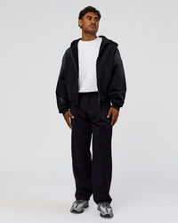 Man wearing Memory in Motion Ultra Heavyweight Zip Thru Hoodie - Black Washed | Model:Xav | Size:L | Thumbnail Index: 9