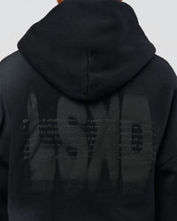 Man wearing Memory in Motion Ultra Heavyweight Zip Thru Hoodie - Black Washed | Model:Xav | Size:L | Thumbnail Index: 6