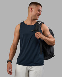 Man wearing AeroFLX+ Seamless Tank - Navy/Navy | Model:Nikola | Size:L | Thumbnail Index: 5