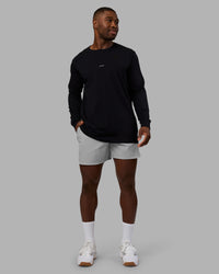 Man wearing Base FLXCotton Long Sleeve Tee - Black | Model:Sam | Size:L | Thumbnail Index: 3