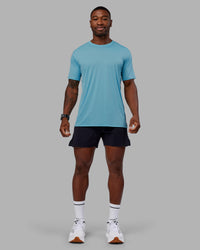 Man wearing Pace Running Tee - Retro Blue | Model:Sam | Size:L | Thumbnail Index: 4
