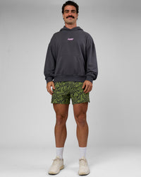 Man wearing Miami Vibe Oversized Hoodie - Dark Storm-Marshmallow | Model:Adam | Size:L | Thumbnail Index: 9