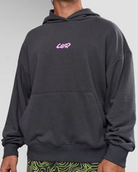 Man wearing Miami Vibe Oversized Hoodie - Dark Storm-Marshmallow | Model:Adam | Size:L | Thumbnail Index: 7