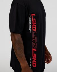 Man wearing Nothing Is Impossible FLXCotton Oversized Tee - Black-Flame | Model:Sam | Size:L | Thumbnail Index: 2
