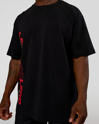 Man wearing Nothing Is Impossible FLXCotton Oversized Tee - Black-Flame | Model:Sam | Size:L | Thumbnail Index: 10
