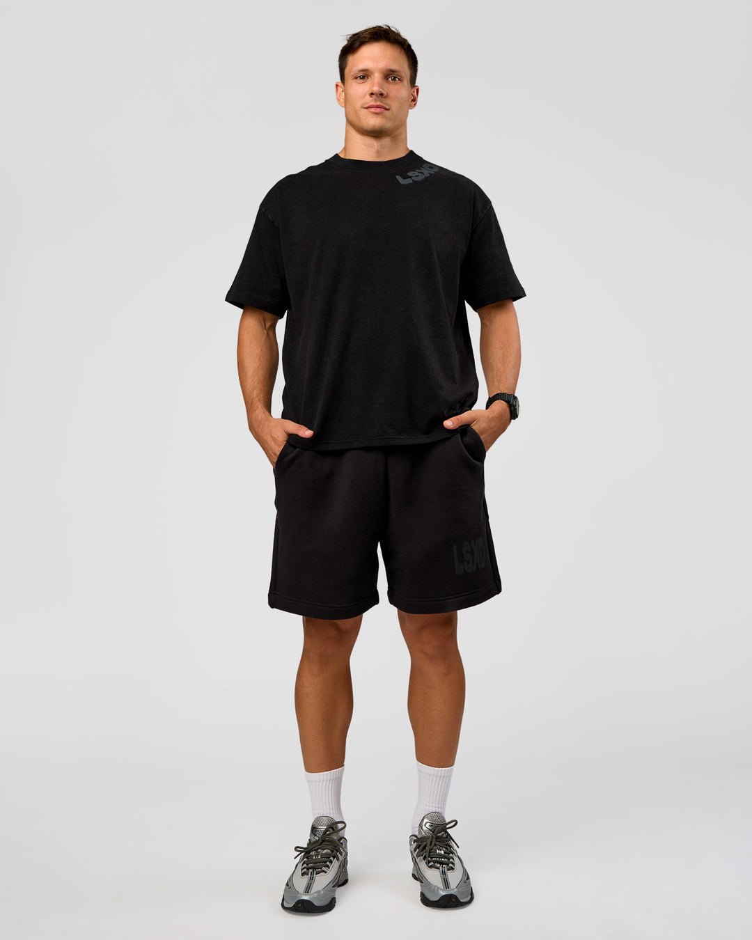 Offset Heavyweight Unisex Oversized Tee - Black Washed-Castlerock - view 10