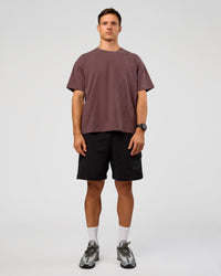 Man wearing Offset Heavyweight Unisex Oversized Tee - Cocoa Powder-Cocoa Powder | Model:Liam | Size:L | Thumbnail Index: 4