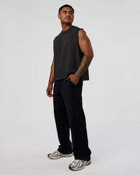 Man wearing Oversized Heavyweight Boxed Tank - Washed Black | Model:Xav | Size:L | Thumbnail Index: 1