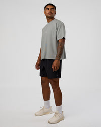 Man wearing Oversized Heavyweight Boxed Tee - Light Grey Marl | Model:Xav | Size:L | Thumbnail Index: 5