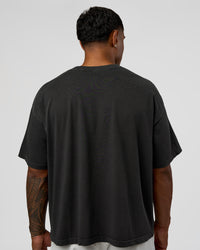 Man wearing Oversized Heavyweight Boxed Tee - Washed Black | Model:Xav | Size:L | Thumbnail Index: 2