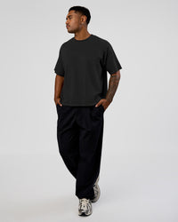 Man wearing Oversized Heavyweight Boxed Tee - Washed Black | Model:Xav | Size:L | Thumbnail Index: 4
