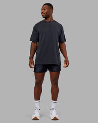 Man wearing Pace 5" Lined Performance Short - Washed Black | Model:Sam | Size:L | Thumbnail Index: 4