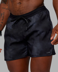 Man wearing Pace 5" Lined Performance Short - Washed Black | Model:Sam | Size:L | Thumbnail Index: 0