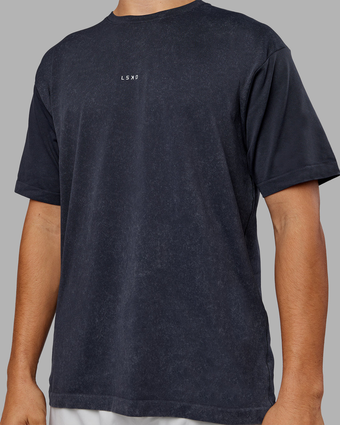 Man wearing Power Oversized Tee - Pirate Black Washed |Model:Jackson | Size:L - view 4