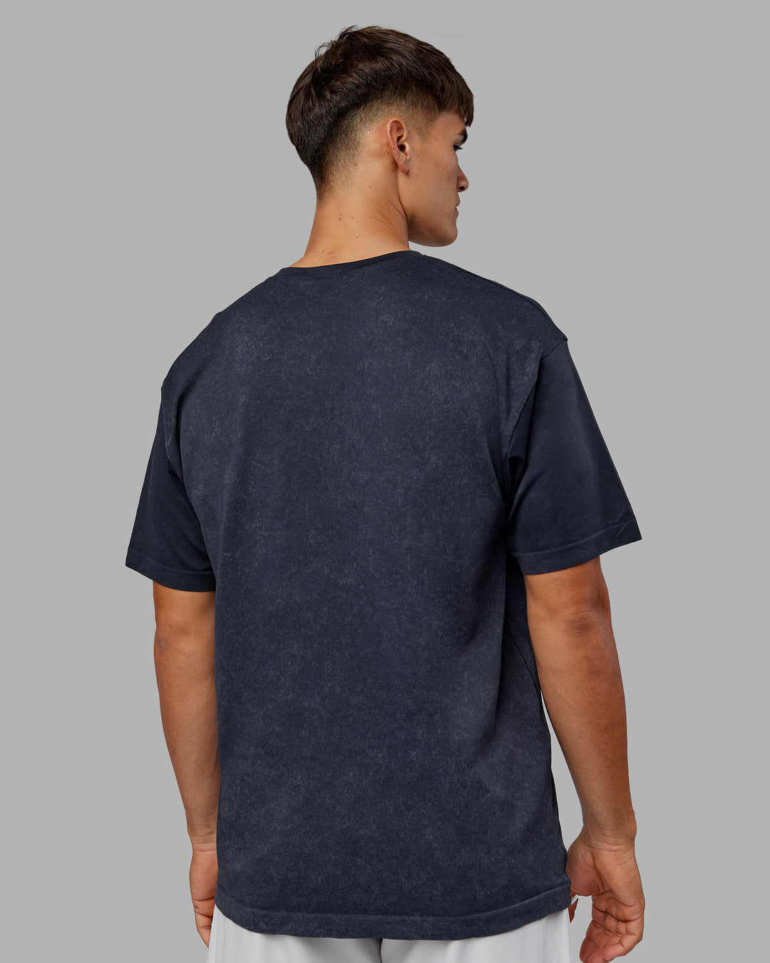 Man wearing Power Oversized Tee - Pirate Black Washed |Model:Jackson | Size:L - view 3