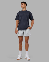 Man wearing Power Oversized Tee - Pirate Black Washed |Model:Jackson | Size:L | Thumbnail Index: 4