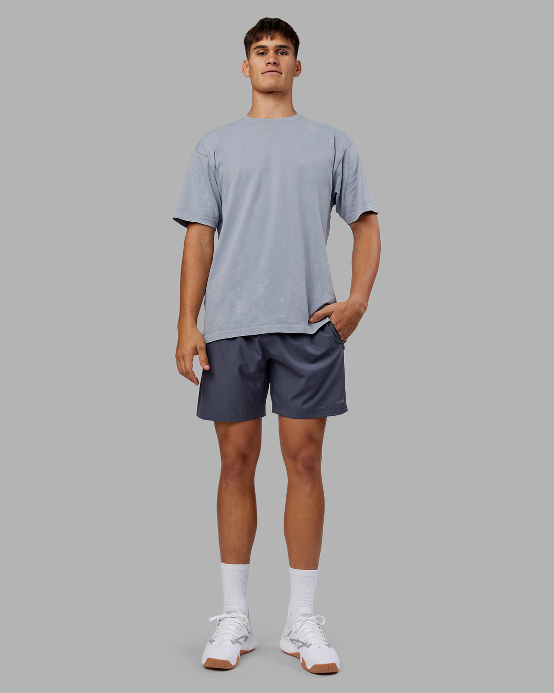 Man wearing Power Oversized Tee - Tradewinds Washed | Model:Jackson | Size:L - view 4