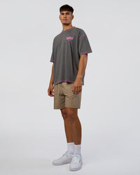 Man wearing Pressure is Privilege Oversized Tee - Dark Storm Washed-Ultra Fuchsia | Model:Jackson | Size:L | Thumbnail Index: 5