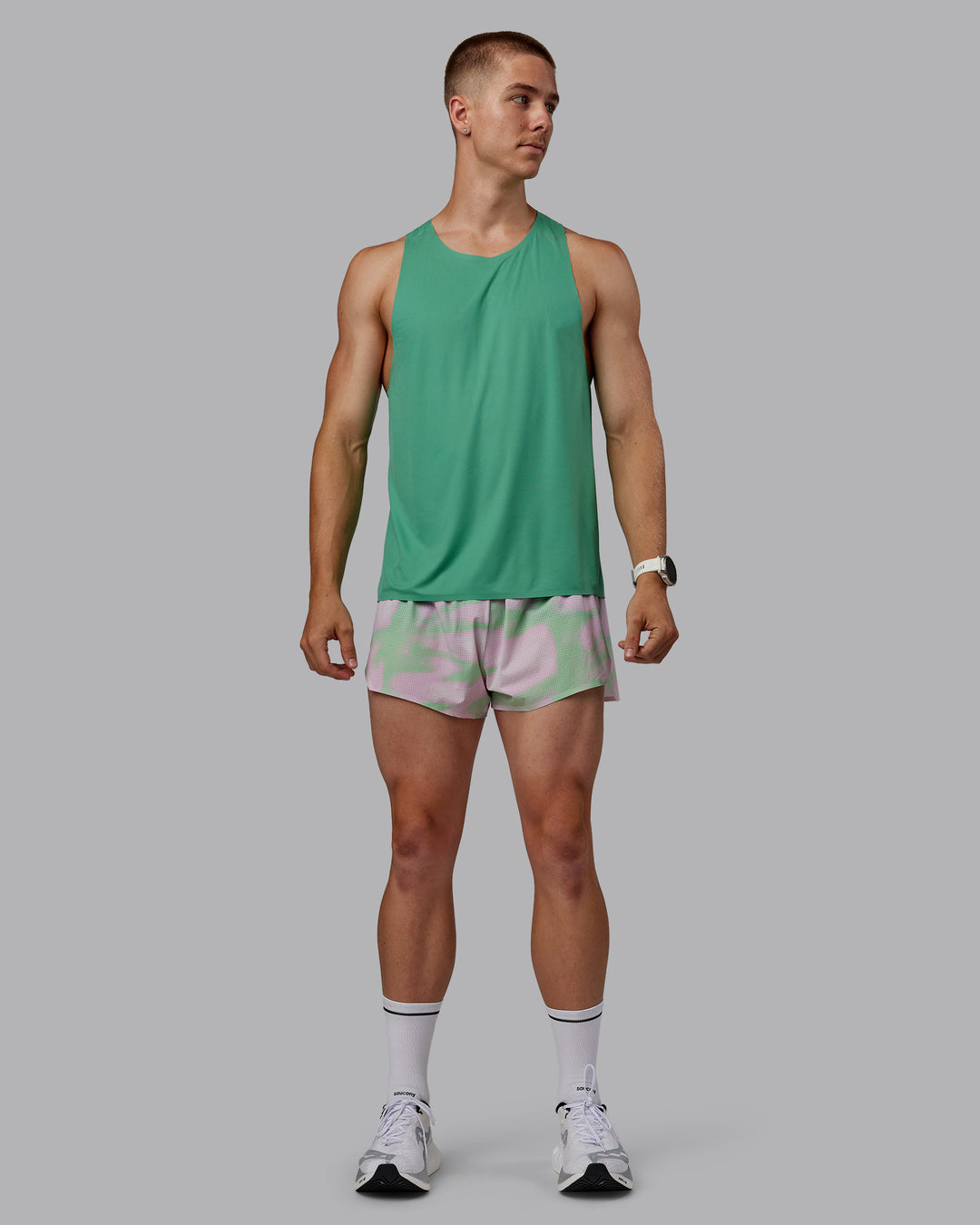 Man wearing Race Day Performance Tank - Mystic Green - view 5
