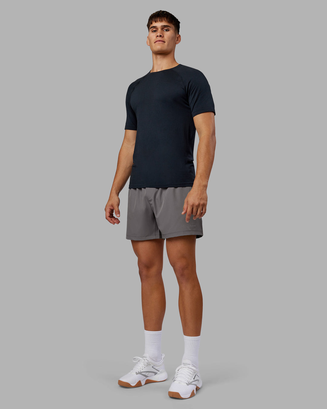 Man wearing Rep 5" Performance Short - Storm Front | Model:Jackson | Size:L - view 5