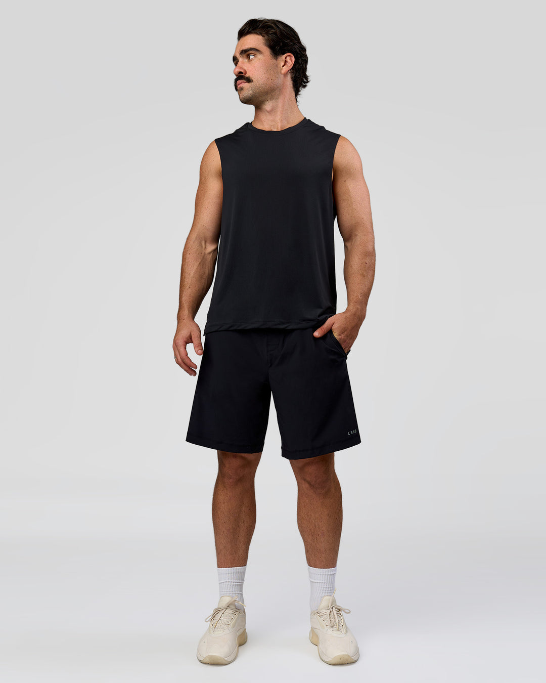 Man wearing Rep Muscle Training Tank - Black | Model:Adam | Size:L - view 4
