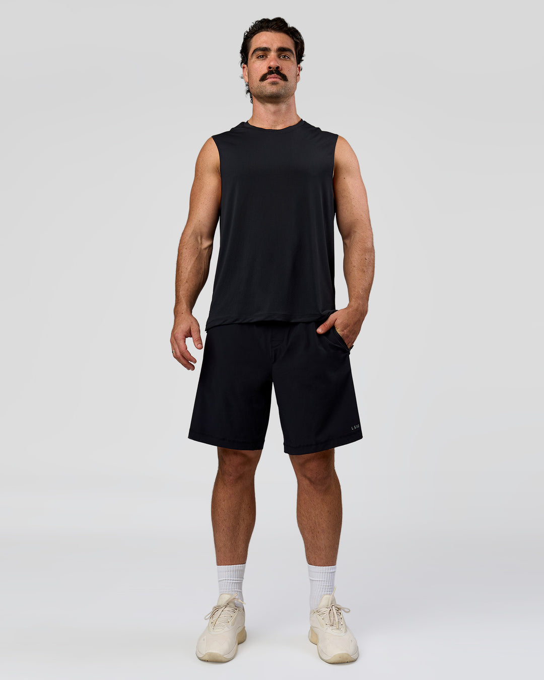 Man wearing Rep Muscle Training Tank - Black | Model:Adam | Size:L - view 6