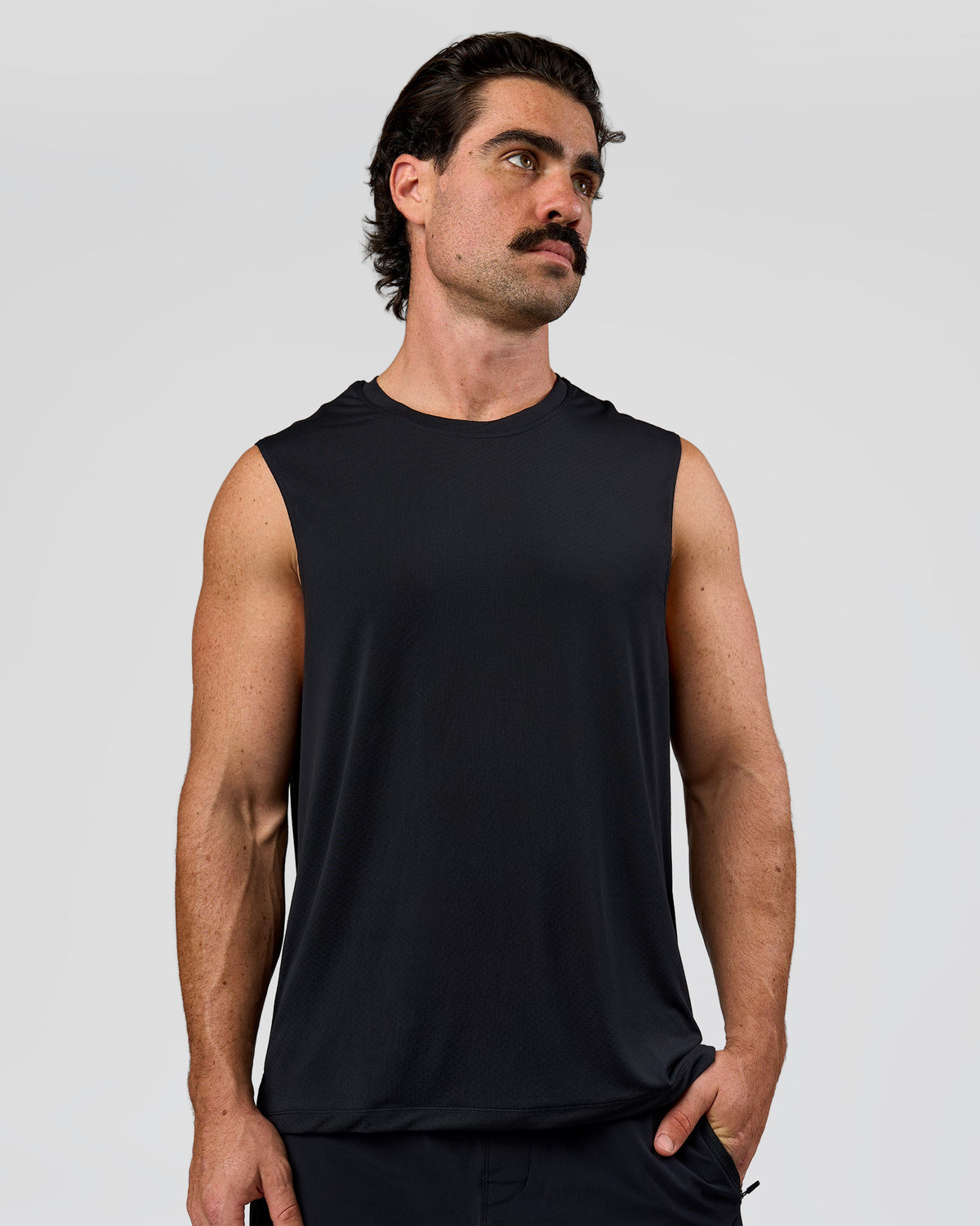Man wearing Rep Muscle Training Tank - Black | Model:Adam | Size:L