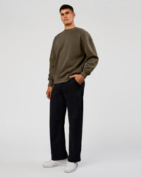 Man wearing Shadow Mode Oversized Sweater - Walnut Grey | Model:Jackson | Size:L | Thumbnail Index: 5