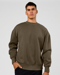Man wearing Shadow Mode Oversized Sweater - Walnut Grey | Model:Jackson | Size:L | Thumbnail Index: 2