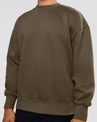 Man wearing Shadow Mode Oversized Sweater - Walnut Grey | Model:Jackson | Size:L | Thumbnail Index: 6