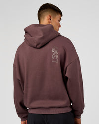 Man wearing Static Grit Unisex Boxy Hoodie - Cocoa Powder-Hot Chocolate | Model:Jackson | Size:L | Thumbnail Index: 9