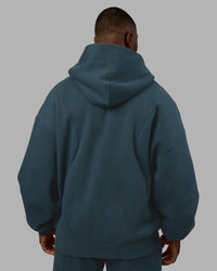 Man wearing Stream Oversized Panel Zip Hoodie - Deep Sea | Model:Sam | Size:L | Thumbnail Index: 3