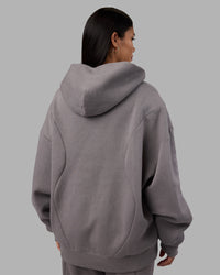 Woman wearing Stream Oversized Panel Zip Hoodie - Storm Front | Model:Rhiley | Size:L | Thumbnail Index: 7