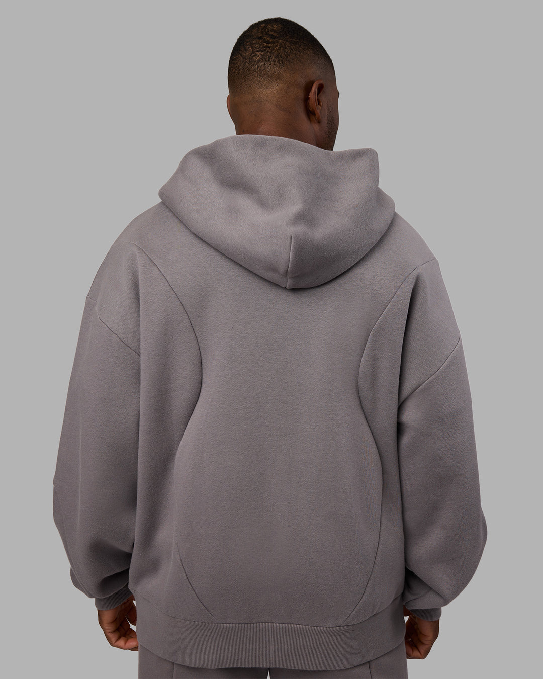 Man wearing Stream Oversized Panel Zip Hoodie - Storm Front | Model:Sam | Size:L - view 4