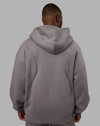 Man wearing Stream Oversized Panel Zip Hoodie - Storm Front | Model:Sam | Size:L | Thumbnail Index: 3