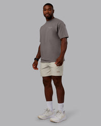 Man wearing Trust The Process 2.0 FLXCotton Tee Oversize - Storm Front-Shale Beige | Model:Sam | Size:L | Thumbnail Index: 5