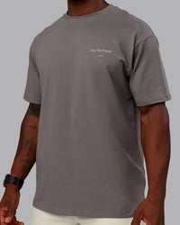 Man wearing Trust The Process 2.0 FLXCotton Tee Oversize - Storm Front-Shale Beige | Model:Sam | Size:L | Thumbnail Index: 8