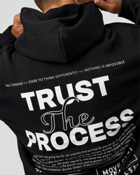 Man wearing Trust The Process Unisex Oversized Hoodie - Black-White | Model:Jaiden | Size:L | Thumbnail Index: 6